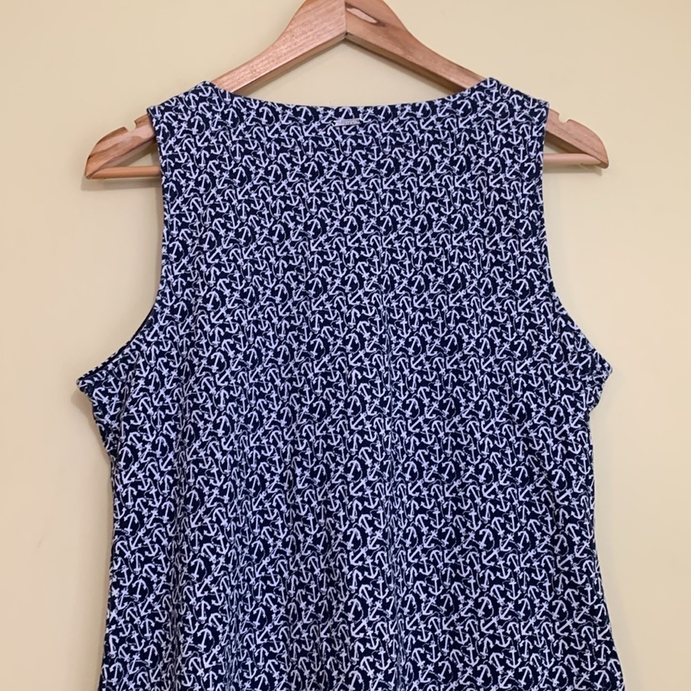 Nautica | Lace-Up Anchor Nautical All Over Print Sleeveless 100% Cotton Dress L - Picture 14 of 17